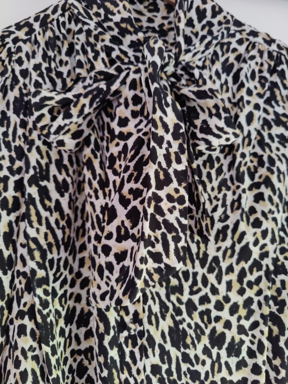 Leopard Silk Tie-Neck Blouse J. Crew Size XS